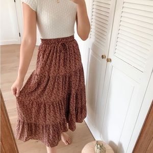 Breath of Youth Burgundy Floral Maxi Skirt